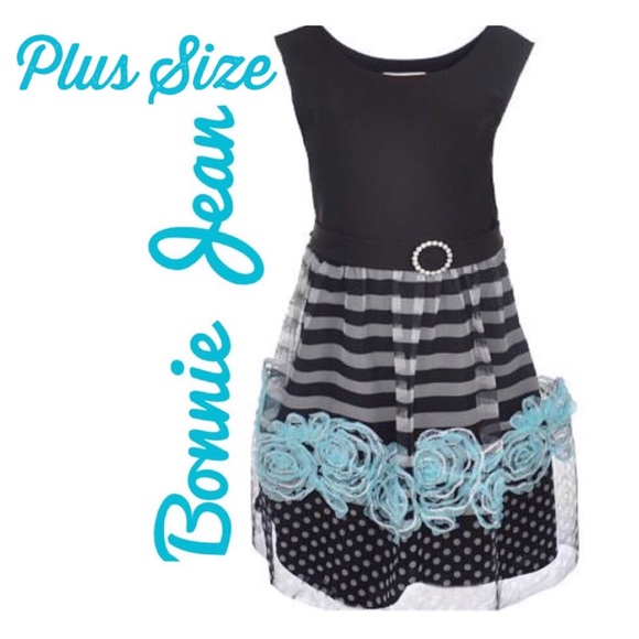 NWT ~ 💙Bonnie Jean Plus Size “Tulle Stripe” Dress - Picture 1 of 8